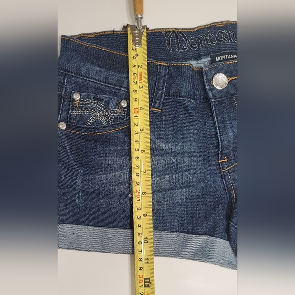 ❤️ MONTANA JEANS SHORTS LOW WAIST EMBELLISHED RHINESTONE.SIZE: 5/6 COLOR:  BLUE - Picture 9 of 14
